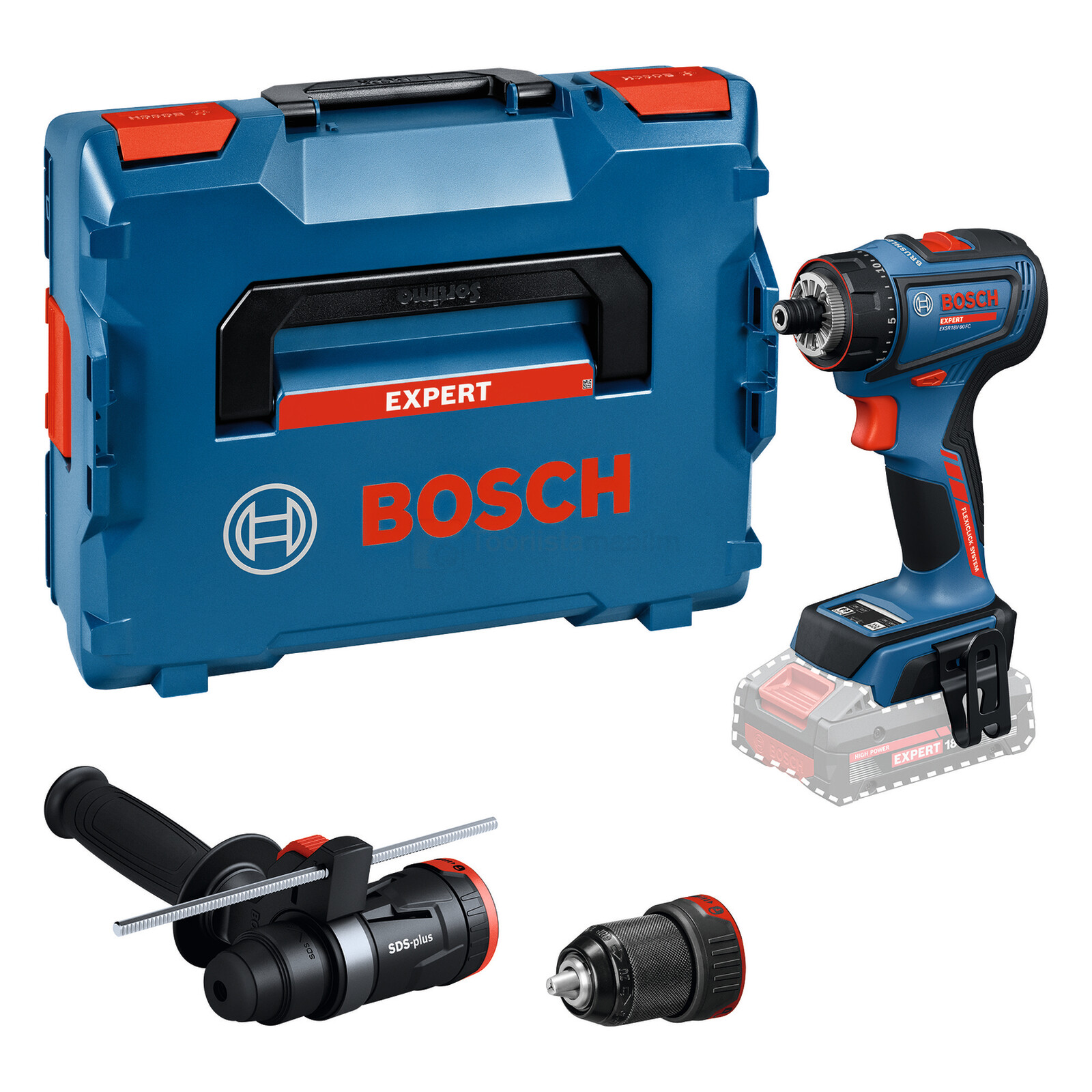 Bosch akumultats-skrūvgriezis EXSR18V-90FC + 2 adapteri, bez akumulatora un lādētāja